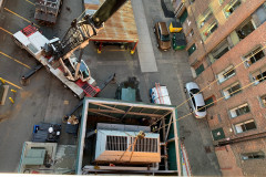 Overhead view of a Cooling Tower replacement rig for a 6-story office building.