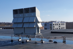 Roof-mounted Mitsubishi VRF Heat Pump system installed for use in a marijuana dispensary in Dracut, MA.